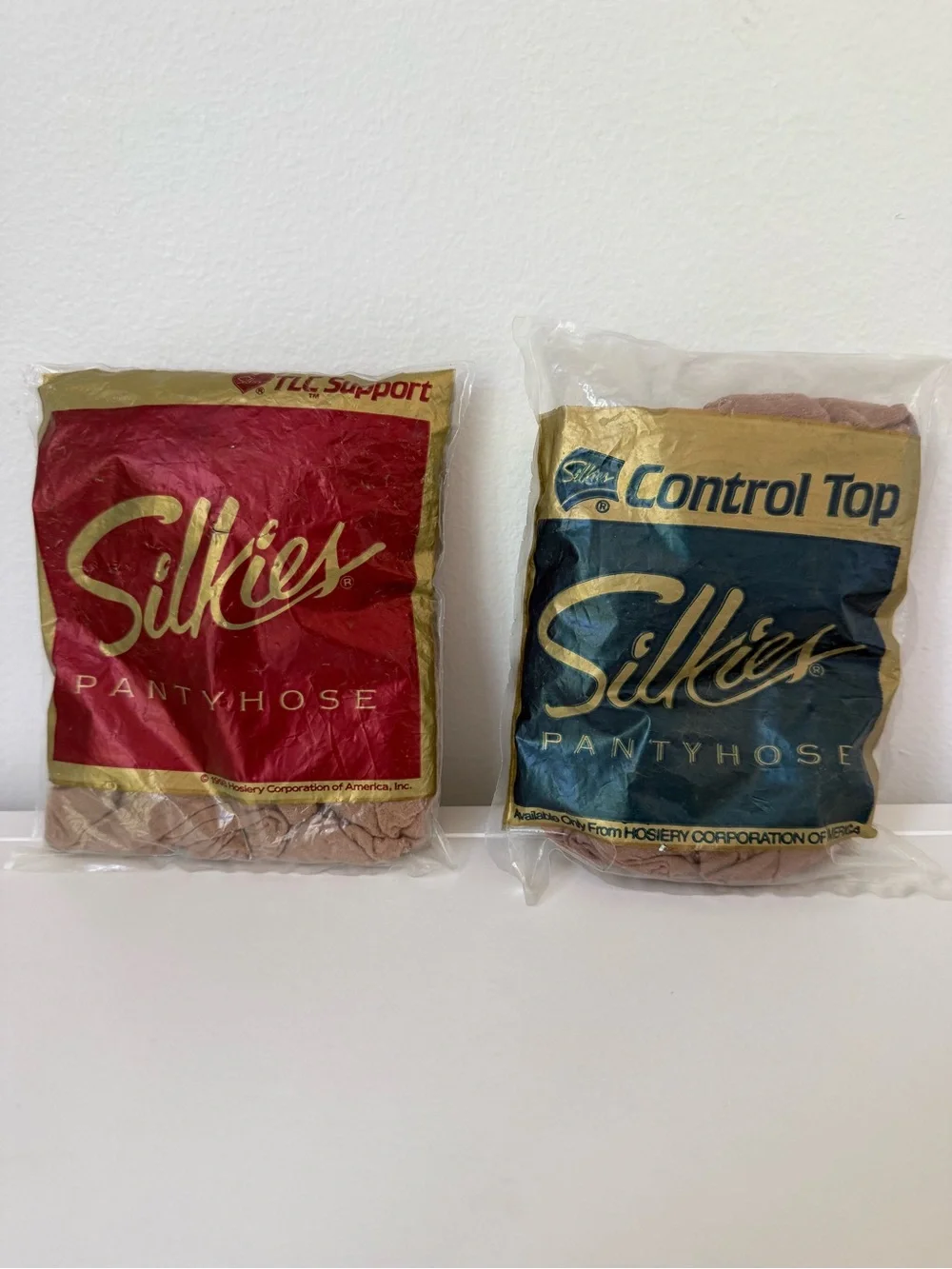 Lot 2 Vtg Silkies Pantyhose X-Tall Nude Beige TLC Support Control Top USA NIP